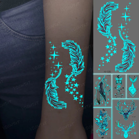 Luminous Feather Tattoos